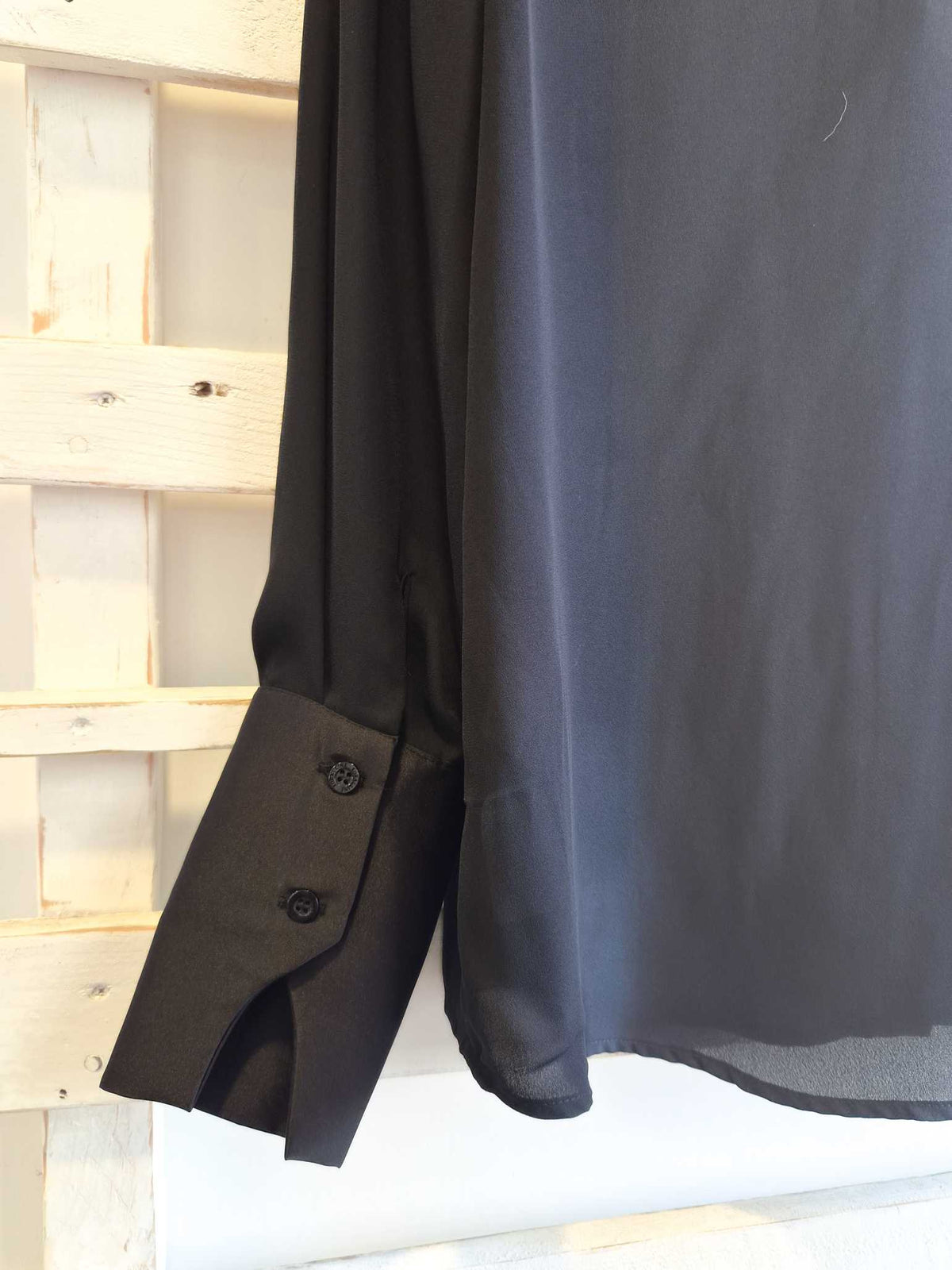 CAMICIA CON BORDI IN RASO - nero