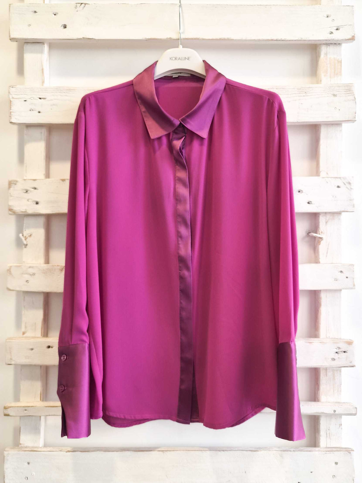 CAMICIA CON BORDI IN RASO - Vino